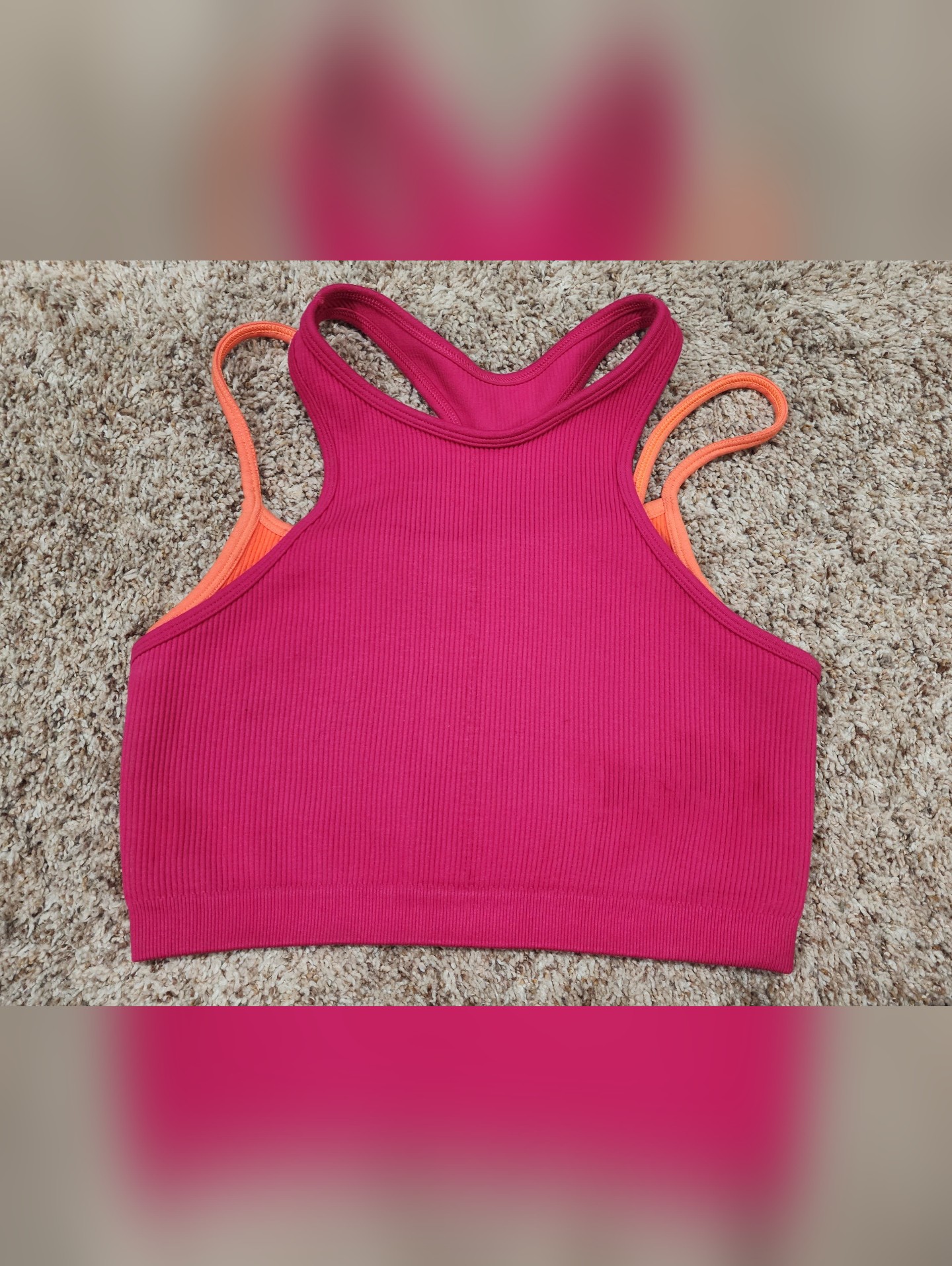 Free People Fp Movement Free Throw Double Layer Tank Vibrant Pink Orange Med/Lg
